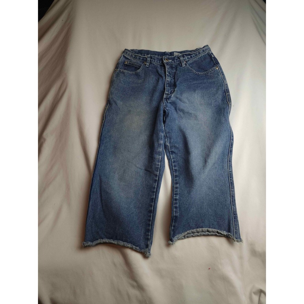Carolina Blues Vintage High Waisted Wide Leg Raw Hem Denim Culottes Womens 8